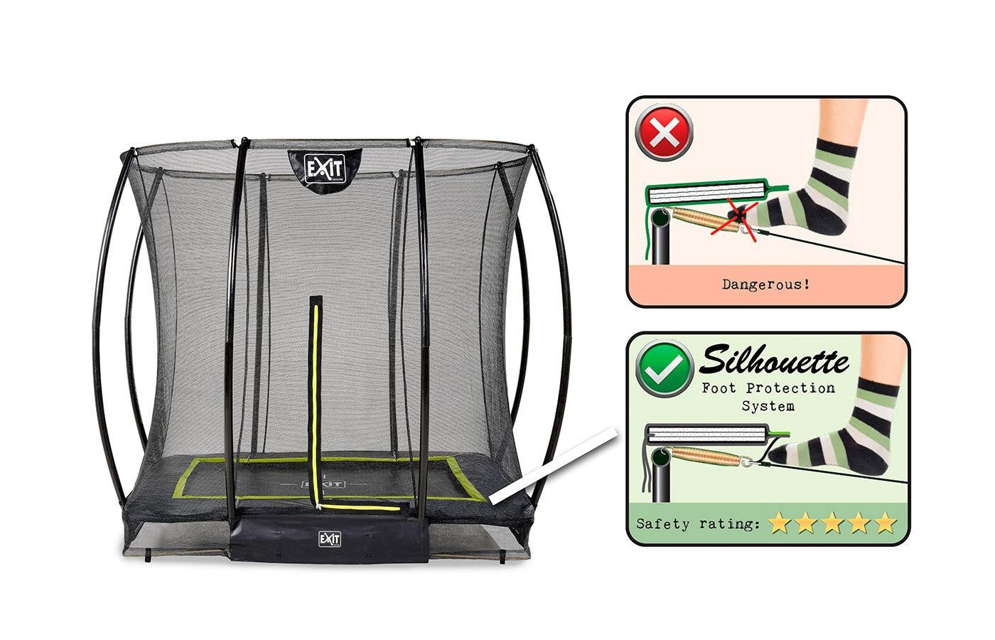 Inground trampoline met veiligheidsnet (rechthoek)