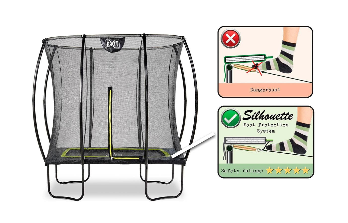 Trampoline met veiligheidsnet (rechthoek)
